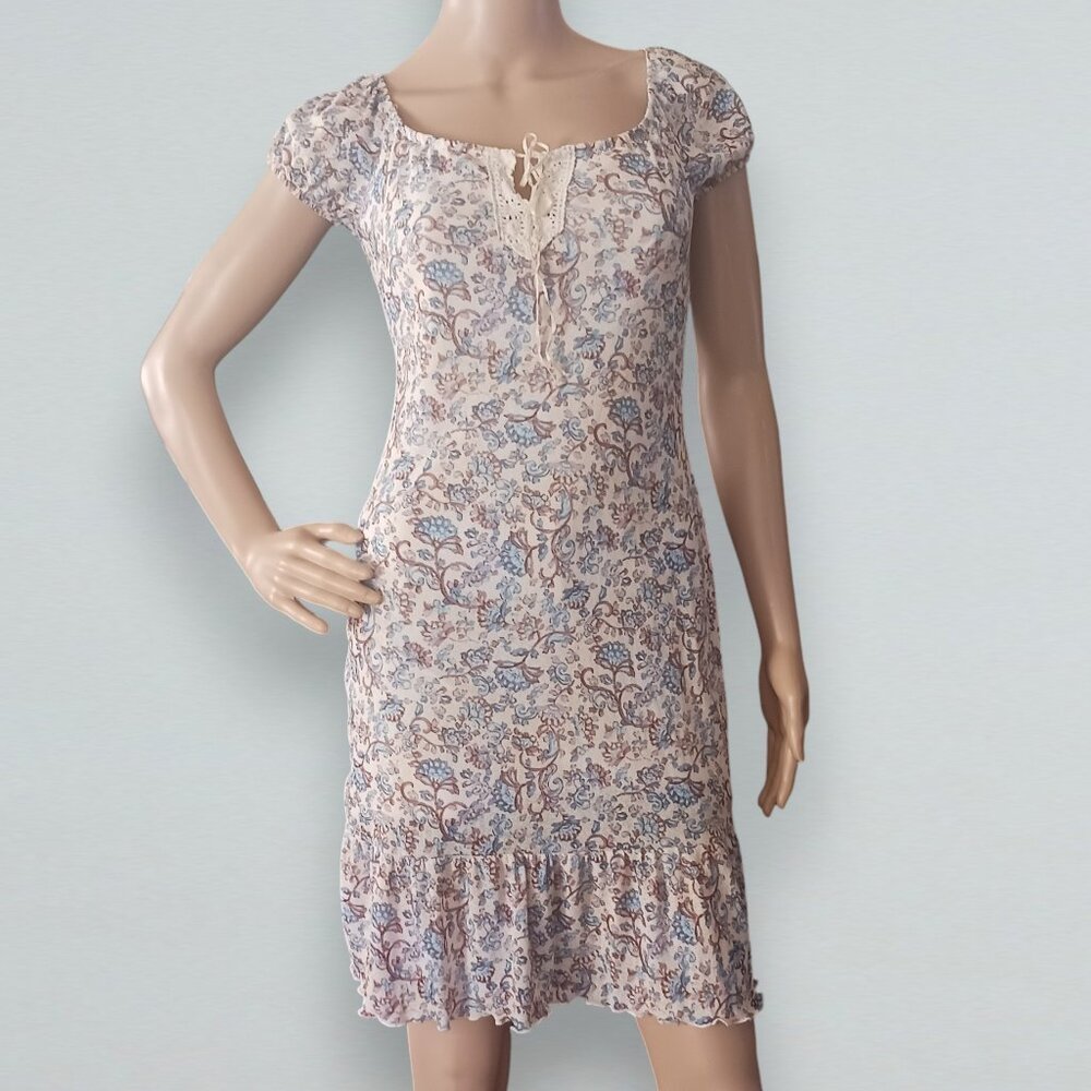 Blue and Cream Floral Mini Dress